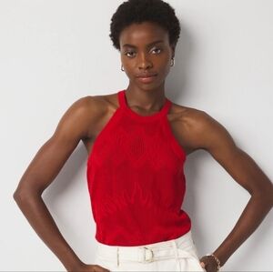 White House Black Market Pointelle Sweater Halter Top